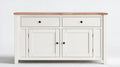 Biały mebel z litego drewna sosnowego i MDF, 120 x 40 x 85 cm