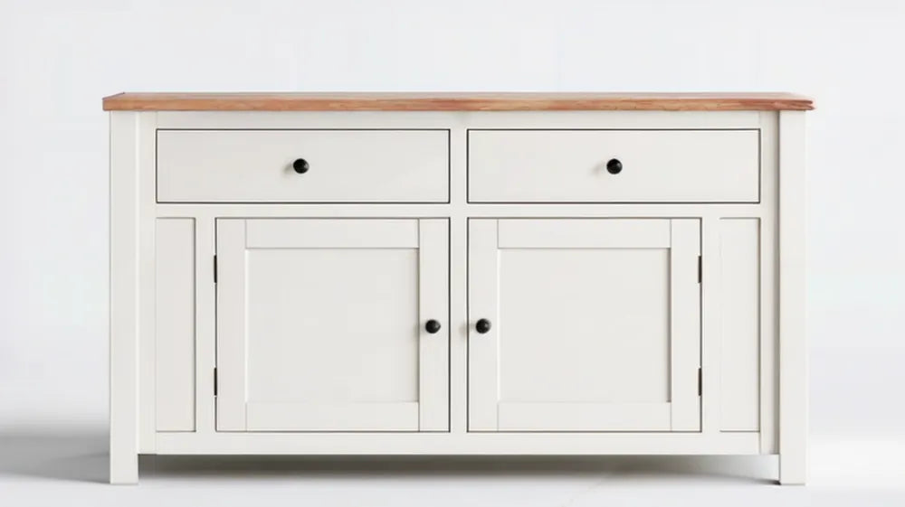 Biały mebel z litego drewna sosnowego i MDF, 120 x 40 x 85 cm