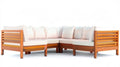 Narożna sofa ogrodowa w kształcie L z litego drewna akacjowego Brązowa/Biała 235 x 235 x 68 cm
