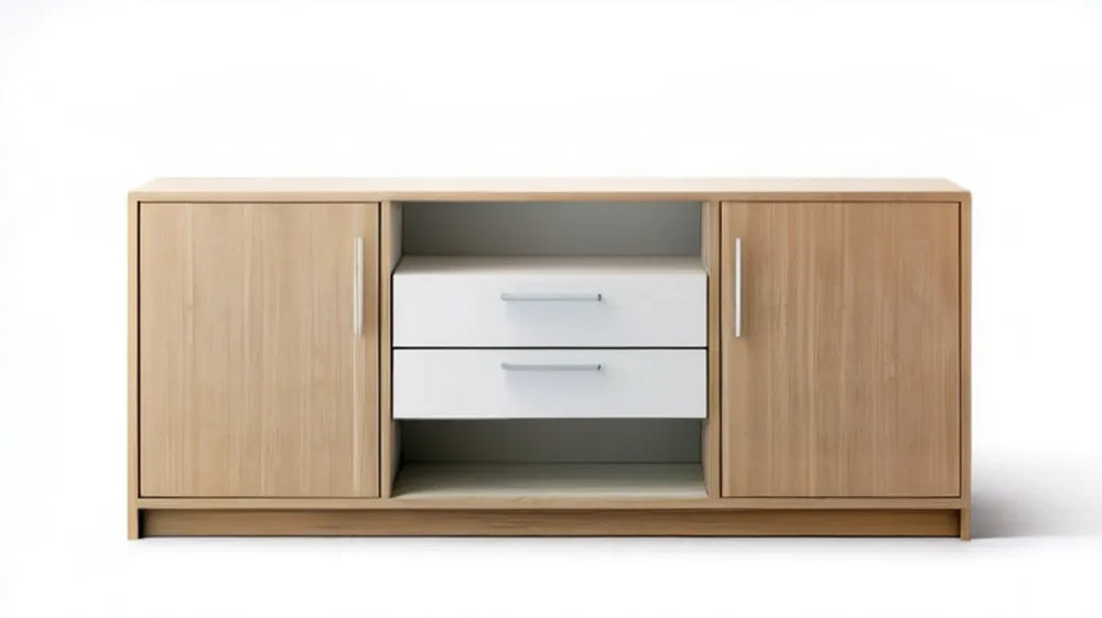 Komoda z MDF w kolorze jasnego dębu i białym, 180 x 40 x 80 cm