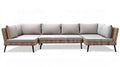 Modułowa sofa ogrodowa z technorattanu PE, brązowo-beżowo-czarna, 300 x 75 x 70 cm