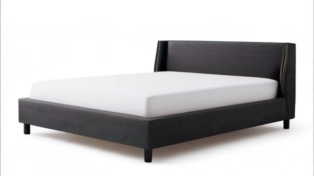 Czarne łóżko tapicerowane ze skóry syntetycznej PU 160 x 200 cm
