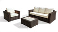 3-częściowy zestaw ogrodowy z technorattanu PE brązowy z kremowymi poduszkami, sofa 150 x 75 x 75 cm