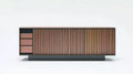 Kredens z ryflowanymi drzwiami przesuwnymi, orzechowy/czarny, 180 × 40 × 75 cm