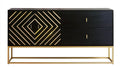 Kredens czarno-złoty z MDF i stali, 160 x 40 x 85 cm