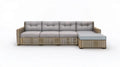 Ogrodowa sofa narożna z technorattanu PE z prawostronnym szezlongiem, szaro-beżowa, 280 x 160 x 65 cm