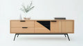 Komoda z okleiną dębową naturalny dąb/czarny 180 × 40 × 75 cm
