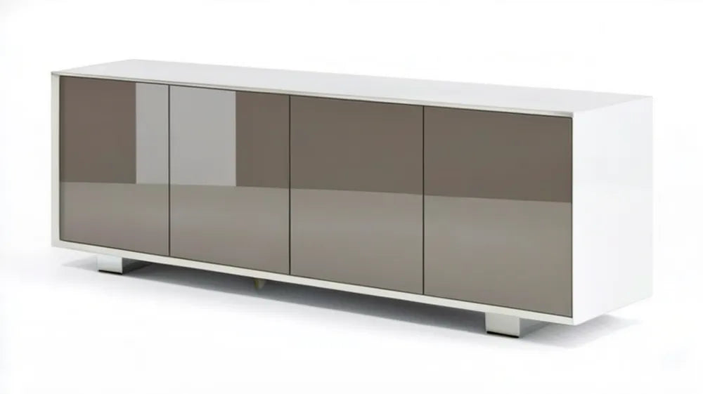 Biało-szara szafka 4-drzwiowa z płyty MDF 160 × 40 × 75 cm