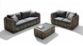 Ogrodowy zestaw mebli z technorattanu PE Brązowy/Szary/Ciemnoszary – sofa 3-osobowa 210 x 85 x 75 cm, sofa 2-osobowa 160 x 85 x 75 cm, stolik 110 x 60 x 45 cm
