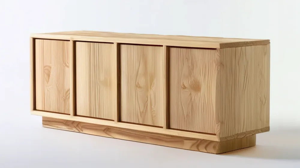 Czterodrzwiowa szafka z litego drewna sosnowego, naturalna, 180 x 45 x 75 cm